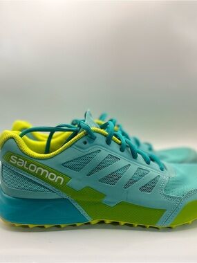 Salomon Teal and Lime Green Women's Athletic Shoes